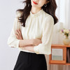 KQL-645T8388纯色压褶泡泡袖雪纺衫女2023新款秋季简约时尚洋气质小衫上衣 商品缩略图3