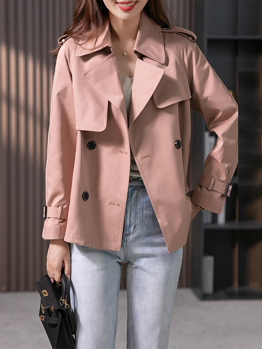 YX【定制15天】设计感短款风衣外套女2023秋季新款韩版高级感气质宽松上衣 商品图3