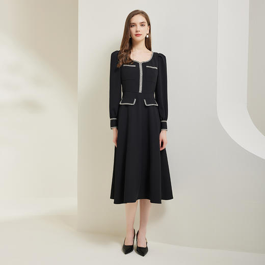 NG811斯尔丽瑟俪2023秋季新款法式浪漫收腰A摆连衣裙 商品图3