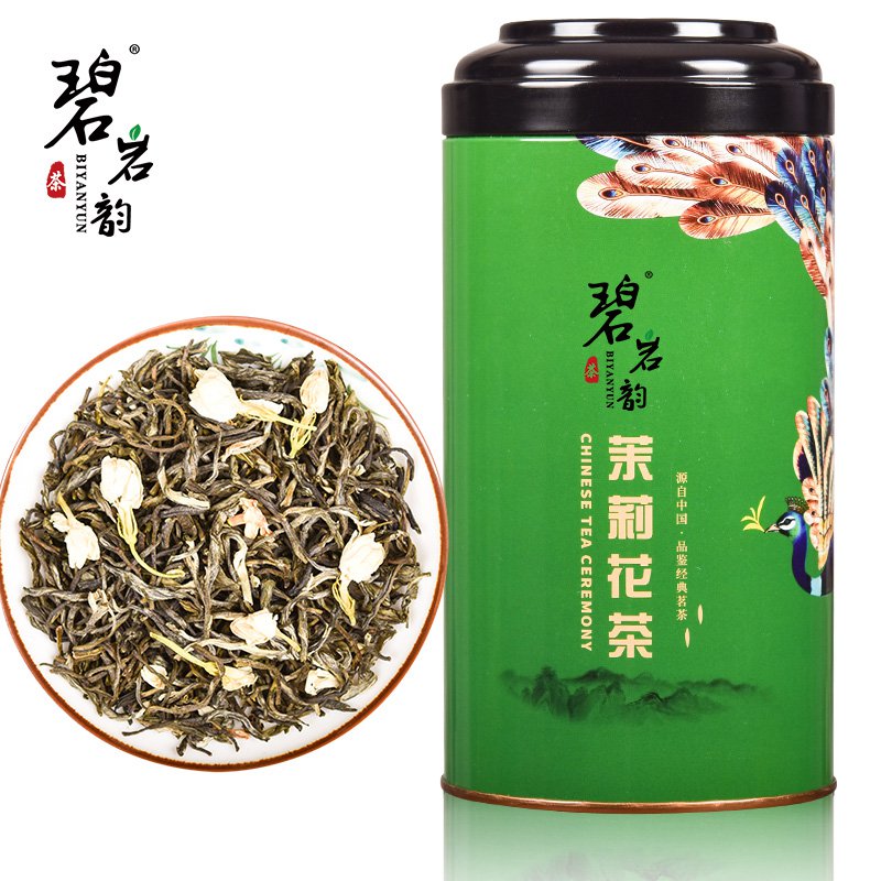 【自营】碧岩韵茶孔雀绿罐茉莉花茶250g