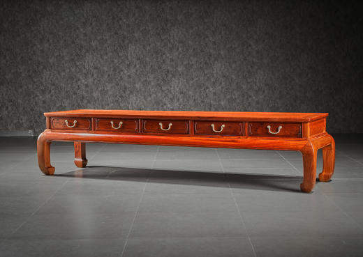 红桥红  家具严选  缅甸花梨（大果紫檀）【216弯腿 五抽屉 电视柜】 商品图1