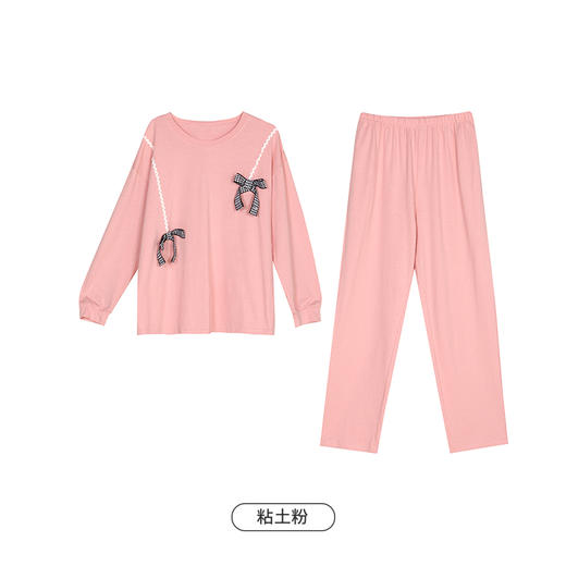都市丽人生活家居女士睡衣26支CVC单面棉质薄款长袖长裤类家居服套装LH32J3 商品图10