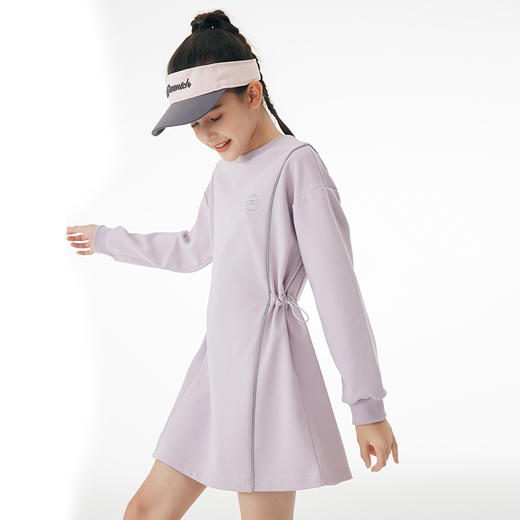 onmygame女童网球运动裙秋季新款儿童中长款收腰连衣裙长袖卫衣裙 商品图2