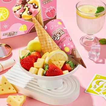 伊利巧乐兹草莓乳酪柠檬口味脆筒冰淇淋70克/支*4支 商品图1