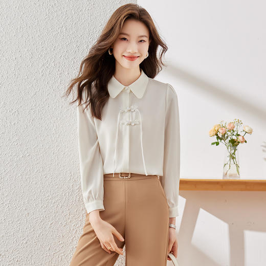 新款国风长袖衬衫百搭小众洋气显瘦春夏时尚宽松春秋休闲上衣 商品图2