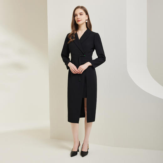 RE8A8斯尔丽瑟俪203秋季新款收腰设计感侧开叉连衣裙 商品图3