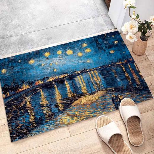 硅藻泥防滑吸水复古梵高油画入户地垫门垫卫生间浴室家用装饰脚垫 商品图7