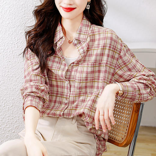 港风文艺复古，气质格子衬衫MJ-29027 商品图0