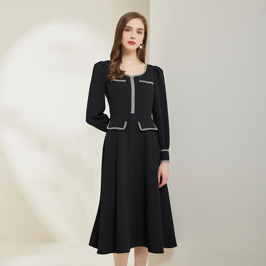 NG811斯尔丽瑟俪2023秋季新款法式浪漫收腰A摆连衣裙 商品图0