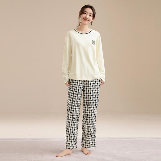 康妮雅睡衣女式长袖长裤套头套装 商品图0