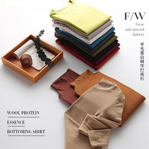 【反季清仓！89元三件】甄选12色美雅碧蛋白精华羊毛发热长袖T恤，质感柔软舒适，免烫方便，修身显瘦，适合现代女性穿搭，成为秋季的时尚打底衫选择。sh 商品图1