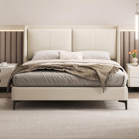 喜梦宝软包床意式简约生态真皮床主卧室婚床双人床