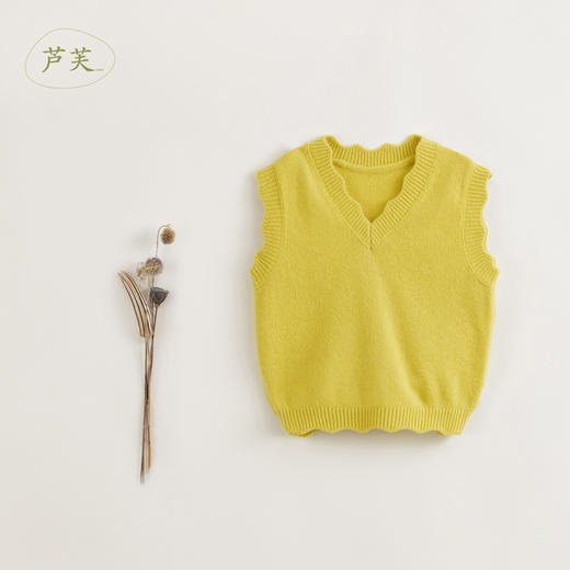 【马克珍妮 芦芙】秋装新款 女童绵羊毛花边V领针织马甲 231913 商品图3