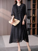 YX【现货7天】苎麻天丝连衣裙女宽松2023夏季新款韩版五分袖垂感显瘦长裙子 商品缩略图3