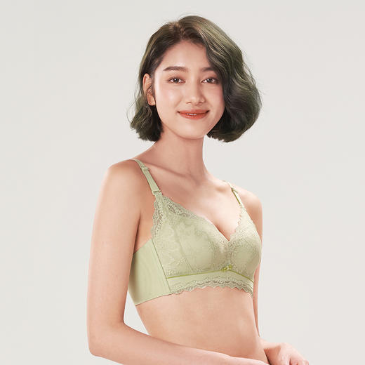 都市丽人自然舒适AB杯适穿蕾丝内衣两种厚度3/4杯常规文胸树脂胶圈三排扣新年本命年红品LB31M7 商品图2