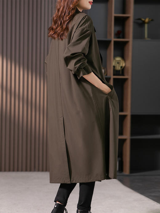 YX【现货7天】英伦风高级感羊毛风衣外套女2023秋季新款韩版长款大衣高级感 商品图4