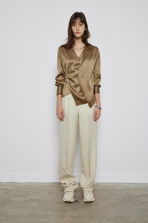 不对称结构缎面衬衣 商品图0