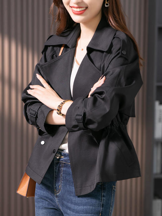 85998原形风衣外套女2024秋季新款韩版高级感小个子工装休闲短款小外套 商品图3