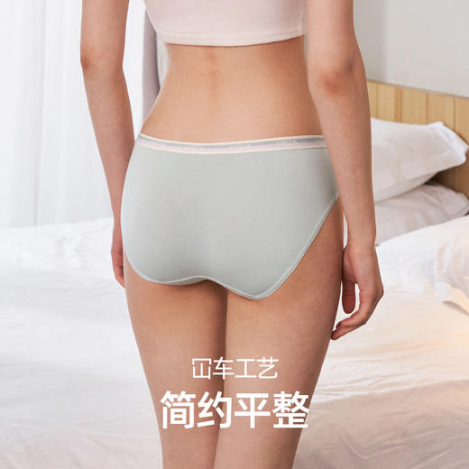 HSIA遐中腰平角裤高品质50S精梳棉活力彩条logo带薄款全棉内裤女 商品图3