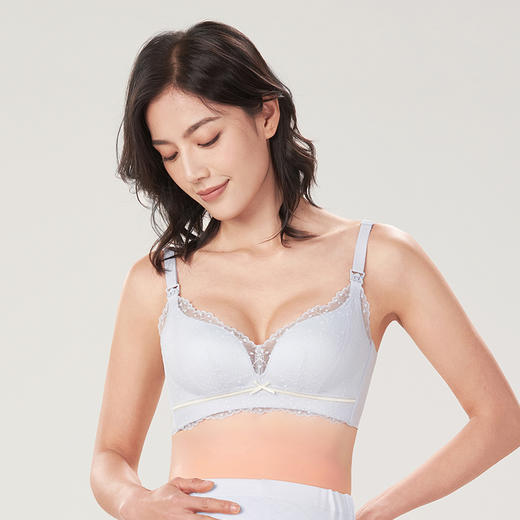 都市丽人快乐妈咪BC杯适穿舒适包容便捷哺乳蕾丝薄款3/4杯孕哺文胸内衣无钢圈三排扣LB32R3 商品图1