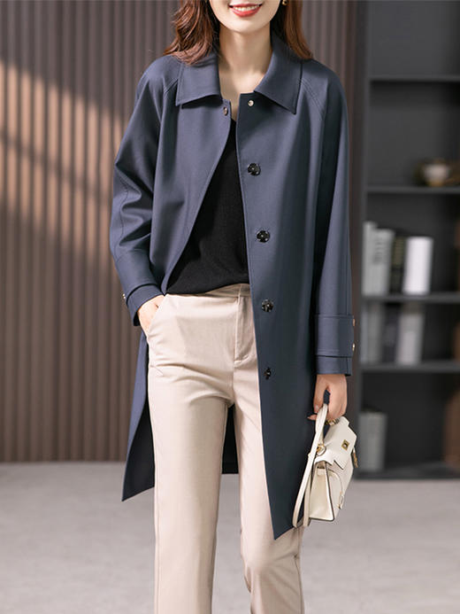 UG【现货7天】风衣女中长款小个子英伦风2023秋季新款休闲过膝显瘦外套大衣 商品图0