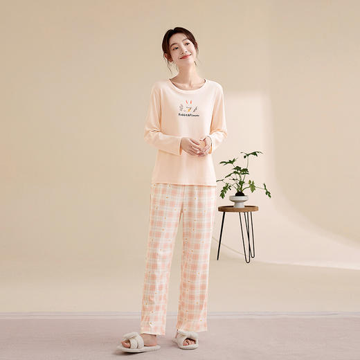 康妮雅睡衣女式长袖长裤套头套装 商品图4