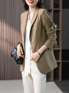 87858原形休闲小西装外套女2024秋季新款韩版气质职业设计感开叉西服