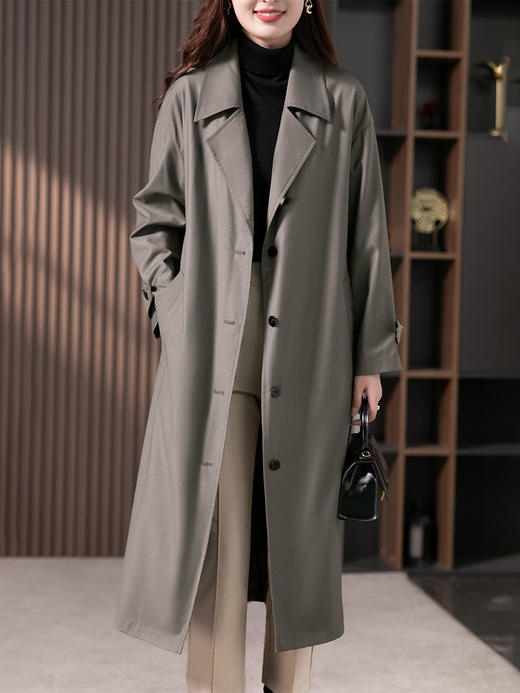 YX【现货7天】高级感中长款风衣女2023春季新款韩版时尚宽松收腰长款外套 商品图0