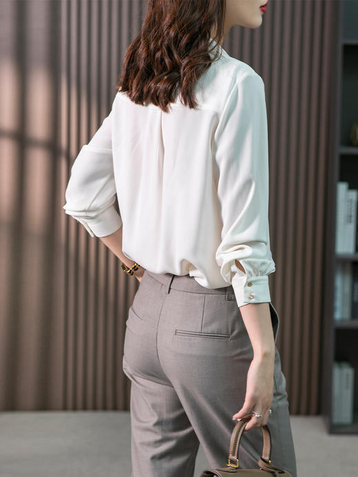 YX【现货7天】气质白衬衫女2023秋季新款时尚洋气通勤职业衬衣韩版百搭上衣 商品图4