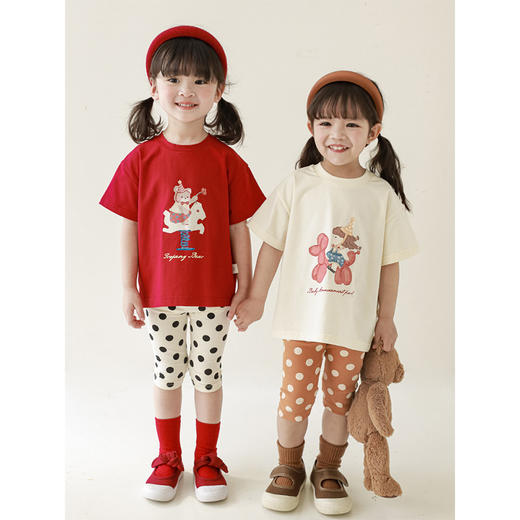 女童春夏宽松童装T恤趣味印花弹力针织纯棉男宝宝短袖复古舒适潮 商品图2