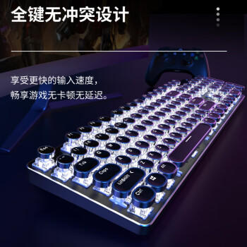 前行者（EWEADN）TK950无线蓝牙朋克机械键盘有线三模办公游戏通用电脑笔记本电竞青轴复古外设104键 白色白光 商品图3