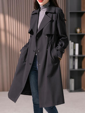【定制25天】高级感风衣外套女2023秋季新款韩版系带宽松显瘦中长款大衣