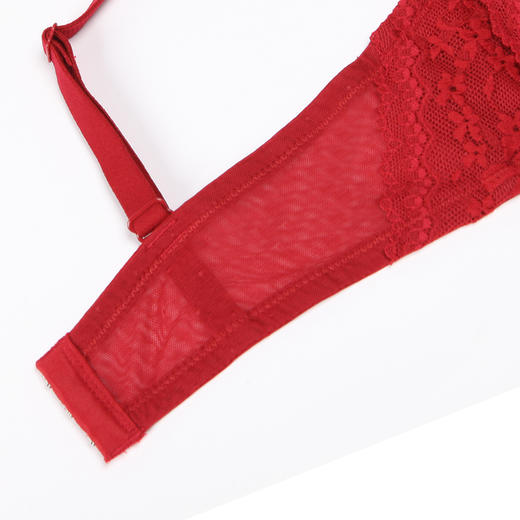 都市丽人自然舒适A杯适穿蕾丝内衣中厚款3/4杯常规文胸无钢圈二排扣新年本命年红品LB36M2 商品图8