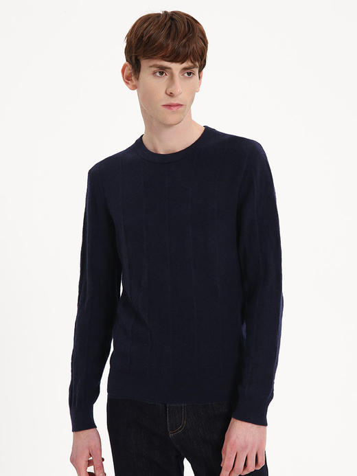 callisto灰朦蓝羊毛羊绒圆领针织衫
 FSKNW051Y NA 商品图0