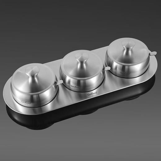 【304不锈钢调料罐】菲仕朗304不锈钢调料罐厨房调料瓶3个装套装佐料瓶大容量味精盐带勺 调味罐 FSL-TWG001 商品图3