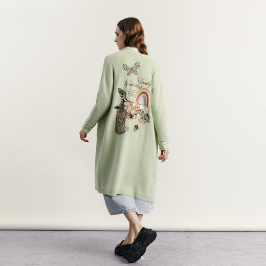 谜底长款针织开衫外套女2023秋新款复古后背绣花针织衫233MZ1275 商品图2