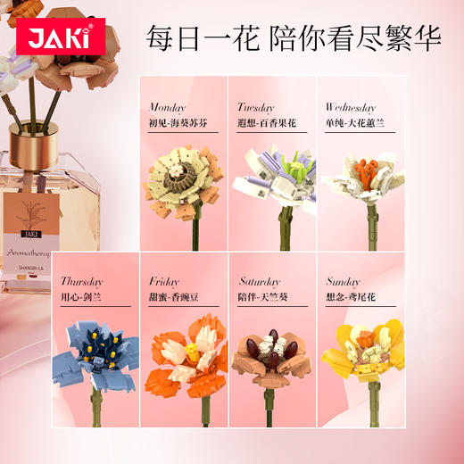【标记爱情记忆 积木香薰礼盒】JAKI佳奇新品 香薰积木花 七夕礼物 积木拼装组装玩具 为爱“香”遇 商品图2
