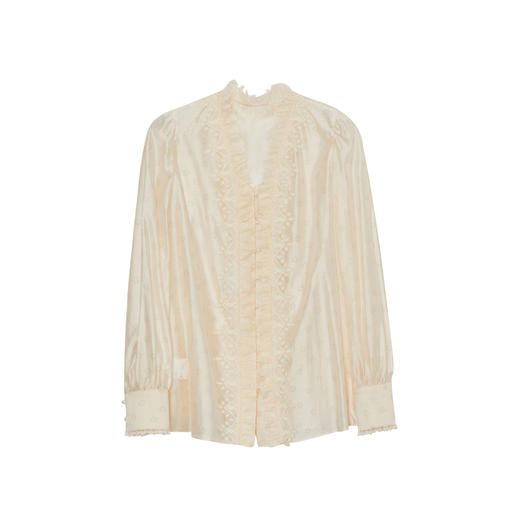 谜底通勤衬衫长袖女2023秋季新款复古浪漫V领宽松衬衣女233MC0989 商品图4