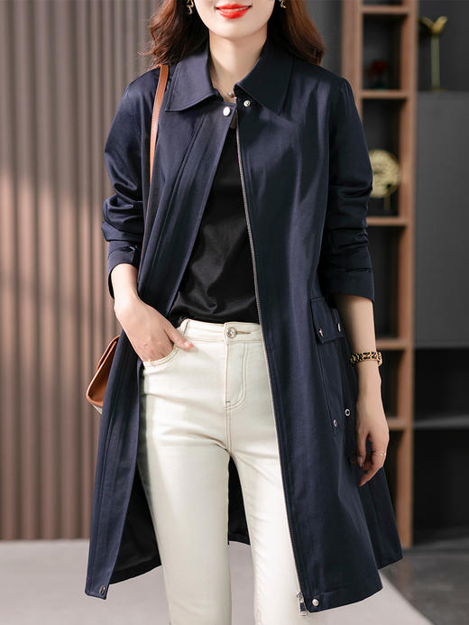 YX【定制25天】气质风衣外套女2023秋季新款韩版宽松百搭显瘦休闲中长款上衣 商品图4