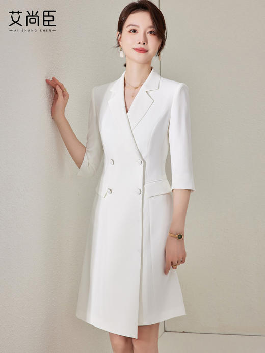 白色西装连衣裙女气质女神范收腰显瘦2023新款时尚气质前台工作服 商品图1