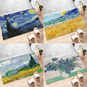 硅藻泥防滑吸水复古梵高油画入户地垫门垫卫生间浴室家用装饰脚垫