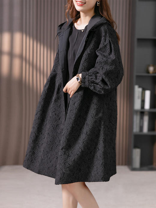 设计感提花风衣女中长款2023秋季新款韩版休闲宽松外套高端 商品图2