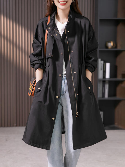 86003原形高级感中长款风衣外套女2024秋季新款韩版设计感派克宽松大衣 商品图0