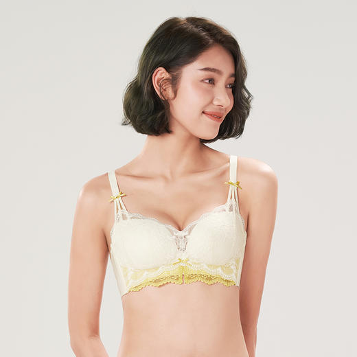 都市丽人自然舒适B杯适穿蕾丝内衣薄款3/4杯常规文胸树脂胶圈三排扣LB32M3 商品图1