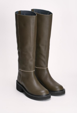 圆头牛皮高筒骑士靴