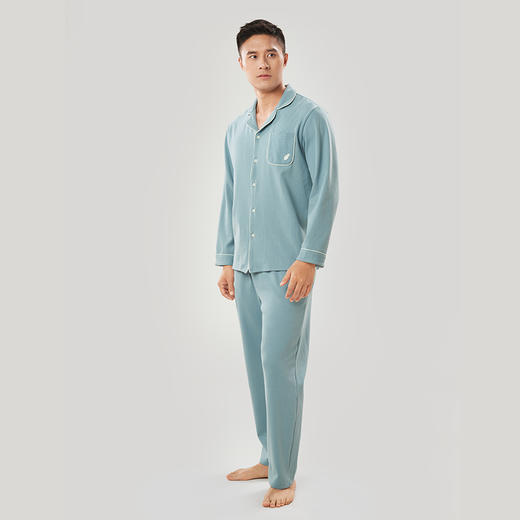都市丽人都市锋尚好睡好眠男士睡衣双面无尘棉棉质薄款长袖长裤类家居服套装新年本命年红品FH39A2 商品图1