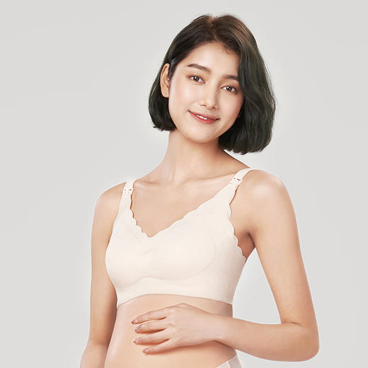 都市丽人快乐妈咪内衣舒适包容便捷哺乳蕾丝随意裁薄款3/4杯孕哺文胸内衣无钢圈三排扣LB32R2 商品图2