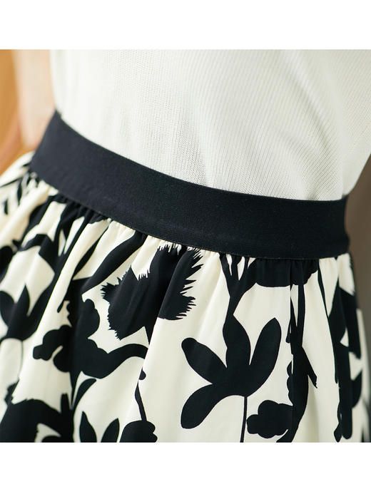 YX【现货7天】减龄碎花半身裙女秋季2023新款薄A字裙宽松显瘦中长款百褶裙 商品图4