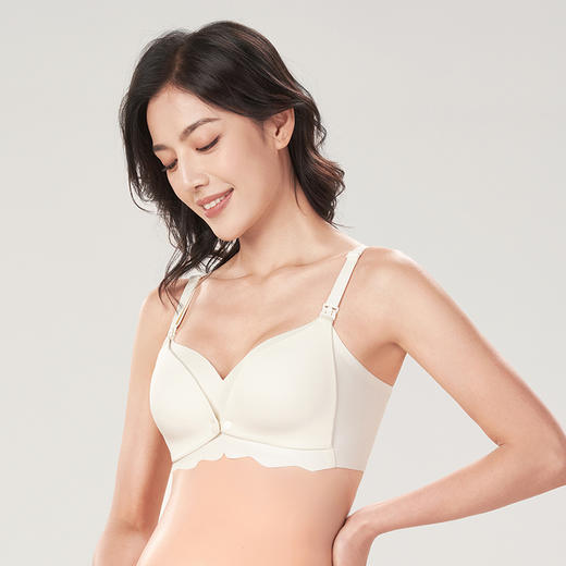 都市丽人快乐妈咪C杯适穿内衣舒适包容便捷哺乳泳布薄款3/4杯孕哺文胸内衣无钢圈三排扣LB32R1 商品图2