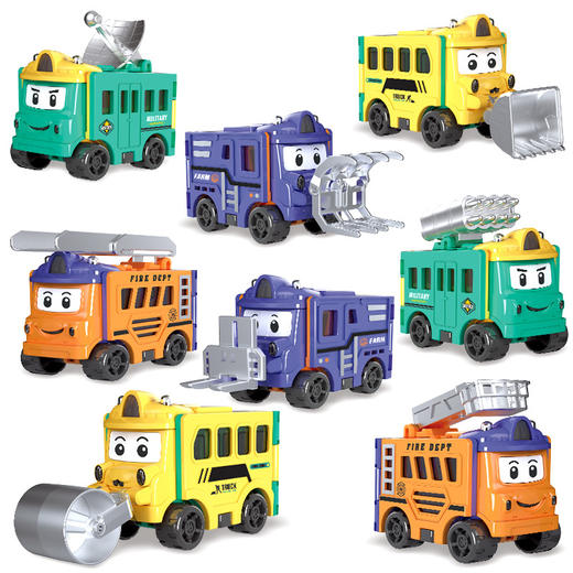 「数款可选！变形反转车」百变儿童玩具车 翻转变形工程车小汽车校车男孩 商品图4